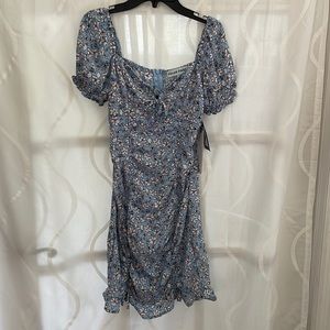 Almost Famous Blue Floral Print Dress, Size Small